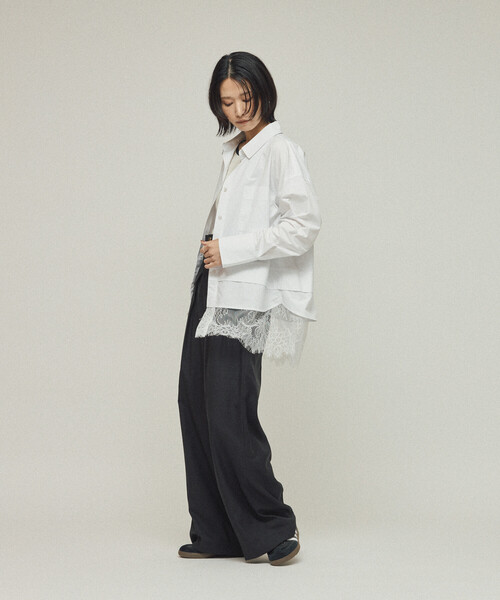 Firsthand（ファーストハンド）の「Firsthand/ファーストハンド オーバーサイズ レースレイヤード レギュラーカラーシャツ（シャツ/ブラウス・レディース・ブルー/ブラック/ホワイト・FREE）」の16枚目の写真