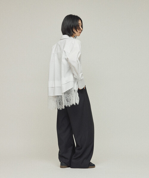 Firsthand（ファーストハンド）の「Firsthand/ファーストハンド オーバーサイズ レースレイヤード レギュラーカラーシャツ（シャツ/ブラウス・レディース・ブルー/ブラック/ホワイト・FREE）」の18枚目の写真