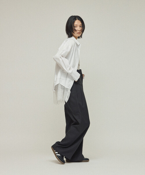 Firsthand（ファーストハンド）の「Firsthand/ファーストハンド オーバーサイズ レースレイヤード レギュラーカラーシャツ（シャツ/ブラウス・レディース・ブルー/ブラック/ホワイト・FREE）」の15枚目の写真