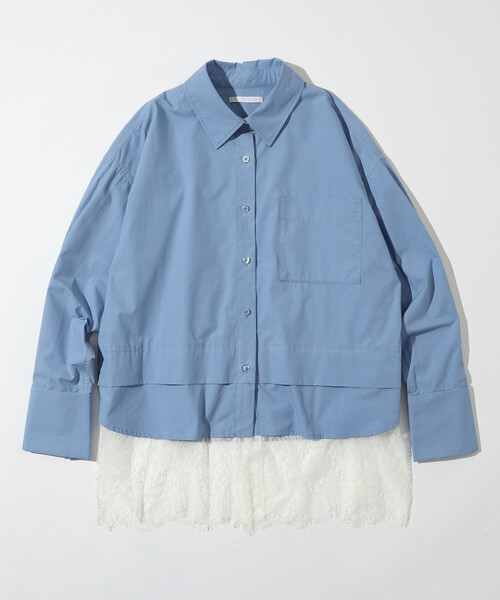 Firsthand（ファーストハンド）の「Firsthand/ファーストハンド オーバーサイズ レースレイヤード レギュラーカラーシャツ（シャツ/ブラウス・レディース・ブルー/ブラック/ホワイト・FREE）」の8枚目の写真