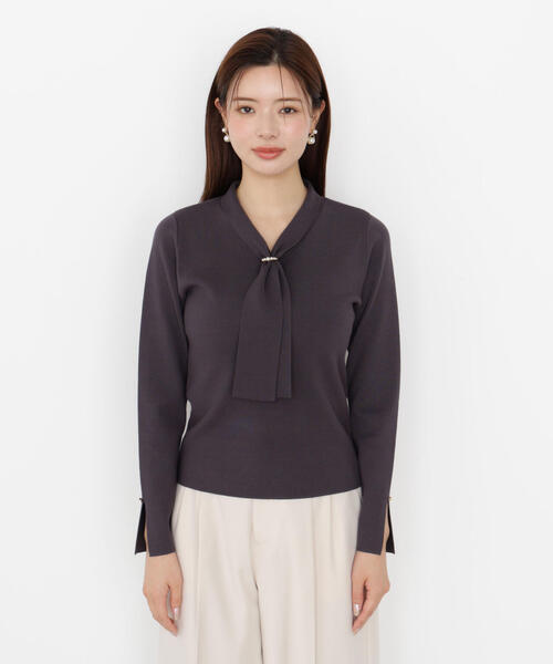 PROPORTION BODY DRESSING(プロポーションボディドレッシング)の「パールリングボウタイニット / 1215270912(ニット/セーター・レディース・ホワイト系その他/ボルドー/ダークグレー/グレー・SMALL/MEDIUM)」の6枚目の写真