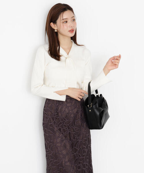 PROPORTION BODY DRESSING(プロポーションボディドレッシング)の「パールリングボウタイニット / 1215270912(ニット/セーター・レディース・ホワイト系その他/ボルドー/ダークグレー/グレー・SMALL/MEDIUM)」の20枚目の写真