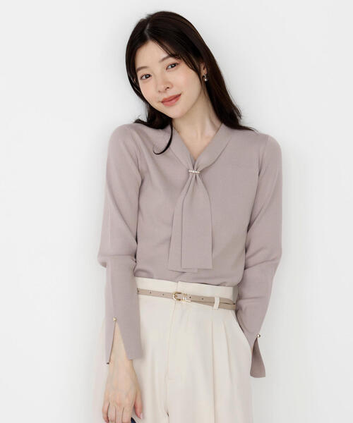 PROPORTION BODY DRESSING(プロポーションボディドレッシング)の「パールリングボウタイニット / 1215270912(ニット/セーター・レディース・ホワイト系その他/ボルドー/ダークグレー/グレー・SMALL/MEDIUM)」の3枚目の写真