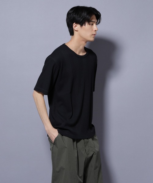 NANO universe(ナノユニバース)の「NORMANBROS/NORMANBROS別注 テレコUネックTシャツ 半袖(Tシャツ/カットソー・メンズ・ブラック/ホワイト・L/M)」の11枚目の写真