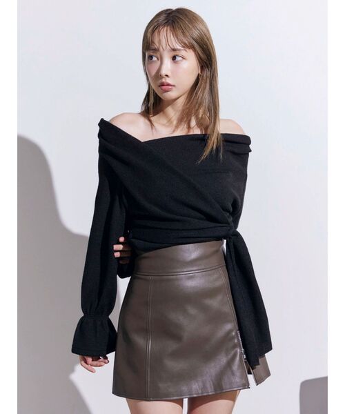 EATME（イートミー）の「ヘムジップフェイクレザースカート（スカート・レディース・ブラック/チョコ・SMALL/MEDIUM）」の10枚目の写真