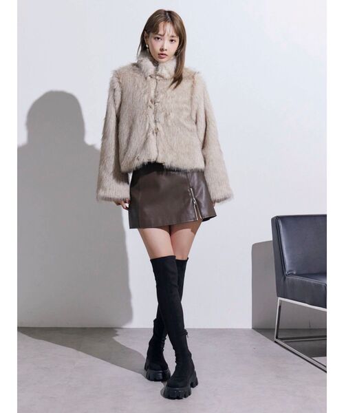 EATME（イートミー）の「ヘムジップフェイクレザースカート（スカート・レディース・ブラック/チョコ・SMALL/MEDIUM）」の11枚目の写真