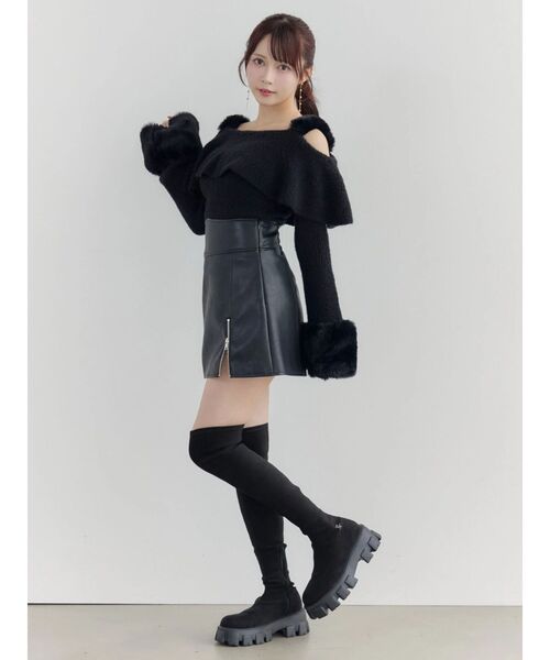 EATME（イートミー）の「ヘムジップフェイクレザースカート（スカート・レディース・ブラック/チョコ・SMALL/MEDIUM）」の19枚目の写真