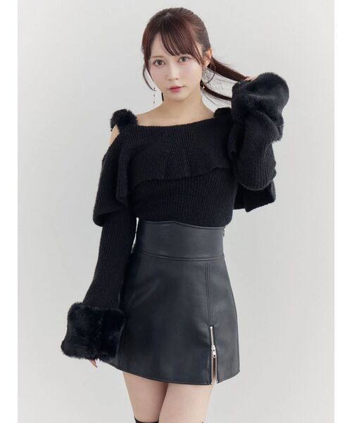 EATME（イートミー）の「ヘムジップフェイクレザースカート（スカート・レディース・ブラック/チョコ・SMALL/MEDIUM）」の17枚目の写真