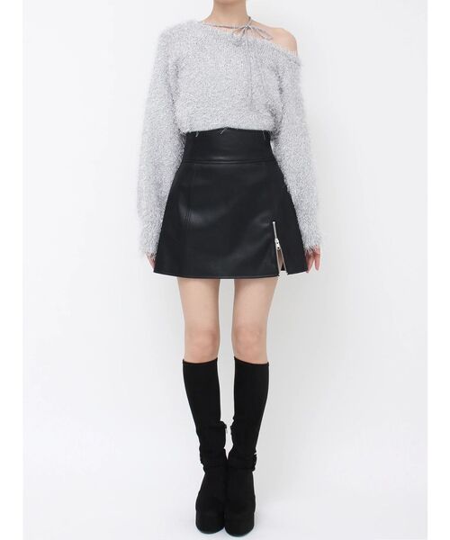 EATME（イートミー）の「ヘムジップフェイクレザースカート（スカート・レディース・ブラック/チョコ・SMALL/MEDIUM）」の7枚目の写真