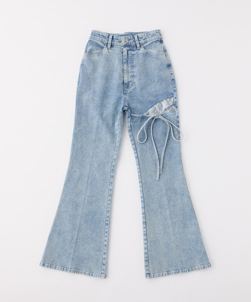 one after another NICE CLAUP（ワンアフターアナザーナイスクラップ）の「サイドカットレースデニムパンツ（デニムパンツ・レディース・ブルー/ライトブルー/ダークネイビー・SMALL/MEDIUM）」の8枚目の写真