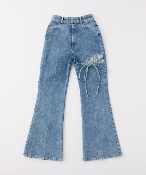 one after another NICE CLAUP（ワンアフターアナザーナイスクラップ）の「サイドカットレースデニムパンツ（デニムパンツ・レディース・ブルー/ライトブルー/ダークネイビー・SMALL/MEDIUM）」の9枚目の写真