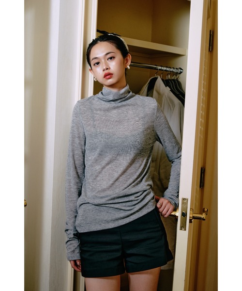 セール】Loose sleeve highnek t-shirt/ルーズスリーブハイネック