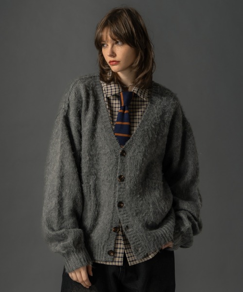 セール】Shaggy Knit Cropped Cardigan - シャギーニットクロップド
