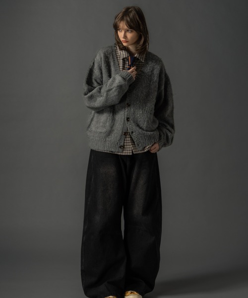 セール】Shaggy Knit Cropped Cardigan - シャギーニットクロップド