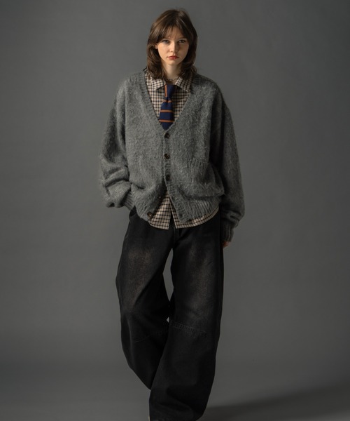 Shaggy Knit Cropped Cardigan - シャギーニットクロップド