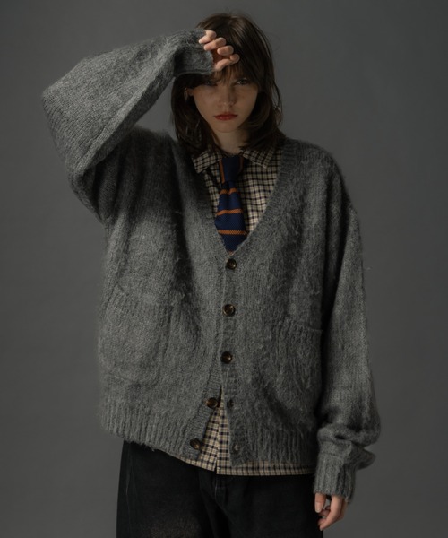 Shaggy Knit Cropped Cardigan - シャギーニットクロップド