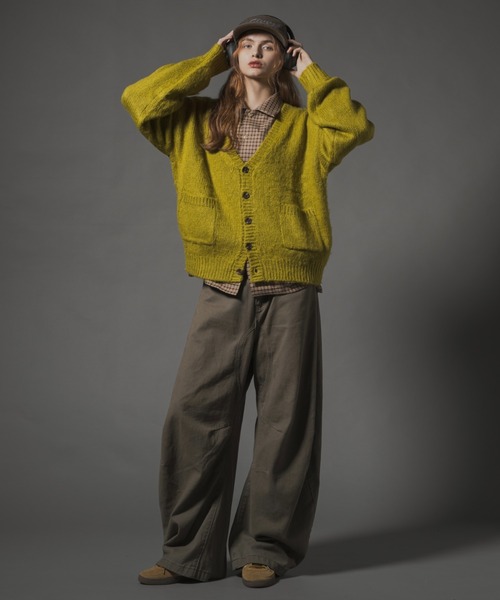 CIVVY.(シヴィ―)の「Shaggy Knit Cropped Cardigan - シャギーニットクロップドカーディガン -(カーディガン/ボレロ・メンズ・グリーン/チャコールグレー・LARGE/MEDIUM)」の9枚目の写真
