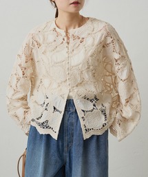 【新品】定価14,300円/PUAL CE CIN /コットン刺繍レーストップス antiqua_ya-00415