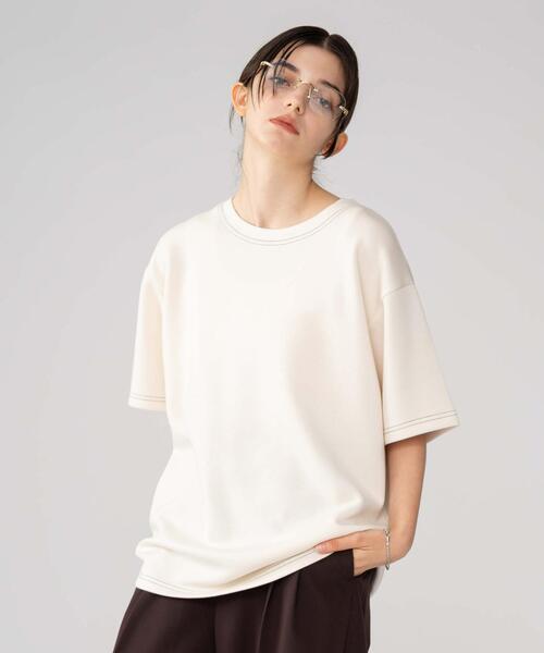 BROWNY(ブラウニー)の「BROWNY/カラーステッチT(Tシャツ/カットソー・メンズ・チャコールグレー/オフホワイト・MEDIUM/LARGE)」の1枚目の写真