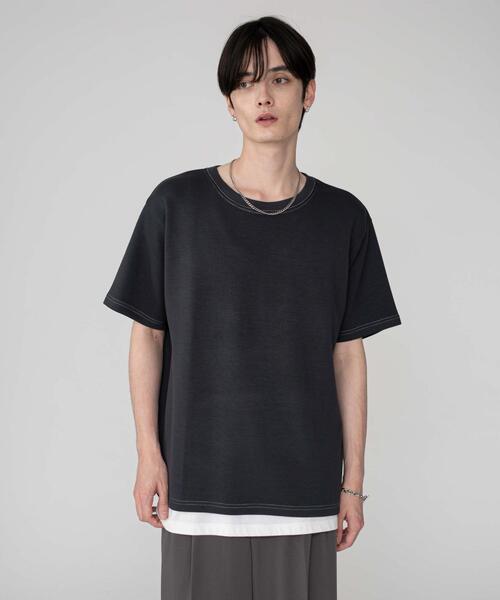 BROWNY(ブラウニー)の「BROWNY/カラーステッチT(Tシャツ/カットソー・メンズ・チャコールグレー/オフホワイト・MEDIUM/LARGE)」の2枚目の写真