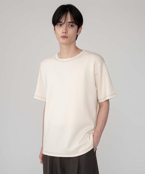 BROWNY(ブラウニー)の「BROWNY/カラーステッチT(Tシャツ/カットソー・メンズ・チャコールグレー/オフホワイト・MEDIUM/LARGE)」の3枚目の写真