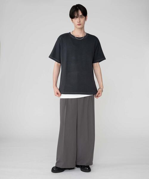BROWNY(ブラウニー)の「BROWNY/カラーステッチT(Tシャツ/カットソー・メンズ・チャコールグレー/オフホワイト・MEDIUM/LARGE)」の5枚目の写真