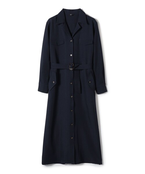 新品　SHIPS Colors ノースリーブシャツワンピース ネイビー SHIPS any ワンピース any:「洗濯機可能」オックス ステッチ