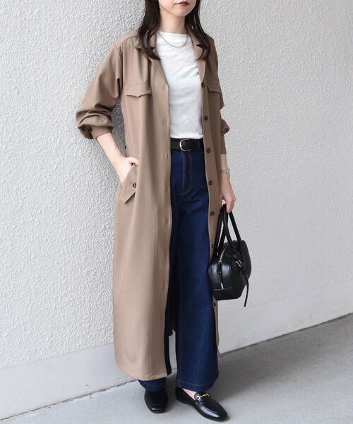 SHIPS Colors:〈手洗い可能〉開襟 ベルテッド シャツ ワンピース