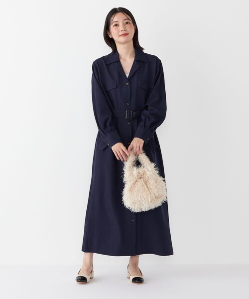 SHIPS Colors:〈手洗い可能〉開襟 ベルテッド シャツ ワンピース