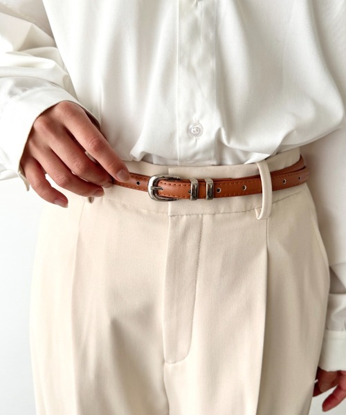 LOVALOT（ラバロット）の「シンプルフェイクレザーベルト（ベルト・レディース・ブラウン/ブラック・FREE）」の8枚目の写真