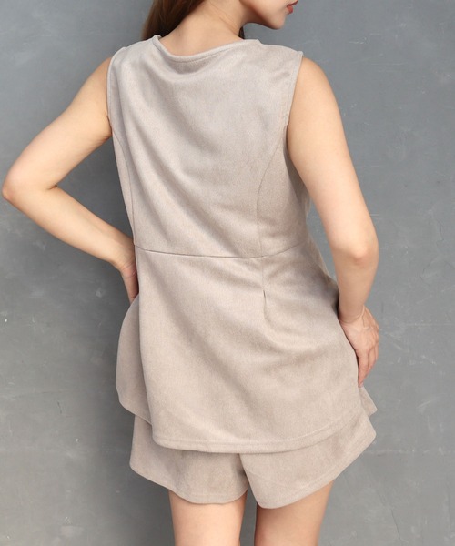 CECIL McBEE（セシルマクビー）の「スエードポンチベストセットアップ（ワンピース・レディース・ライトベージュ/ブラック・LARGE/MEDIUM）」の3枚目の写真