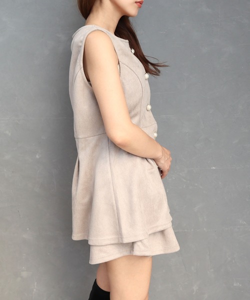 CECIL McBEE（セシルマクビー）の「スエードポンチベストセットアップ（ワンピース・レディース・ライトベージュ/ブラック・LARGE/MEDIUM）」の4枚目の写真