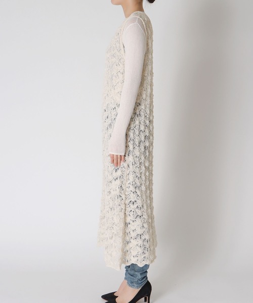 Three Four Time（ｽﾘｰﾌｫｰﾀｲﾑ）の「透かし編みノースリーブワンピース（ワンピース・レディース・オフホワイト・FREE）」の3枚目の写真