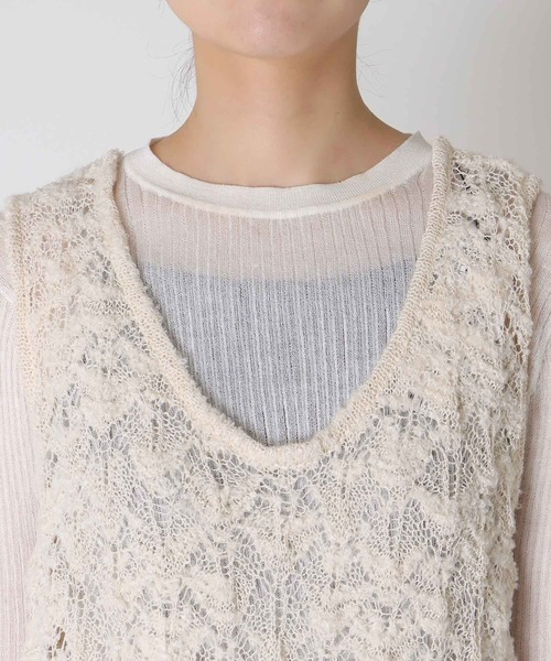 Three Four Time（ｽﾘｰﾌｫｰﾀｲﾑ）の「透かし編みノースリーブワンピース（ワンピース・レディース・オフホワイト・FREE）」の5枚目の写真
