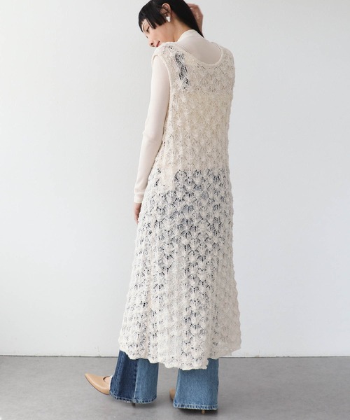 Three Four Time（ｽﾘｰﾌｫｰﾀｲﾑ）の「透かし編みノースリーブワンピース（ワンピース・レディース・オフホワイト・FREE）」の11枚目の写真