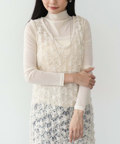 Three Four Time（ｽﾘｰﾌｫｰﾀｲﾑ）の「透かし編みノースリーブワンピース（ワンピース・レディース・オフホワイト・FREE）」の12枚目の写真