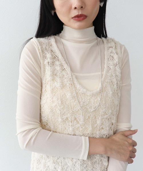 Three Four Time（ｽﾘｰﾌｫｰﾀｲﾑ）の「透かし編みノースリーブワンピース（ワンピース・レディース・オフホワイト・FREE）」の13枚目の写真