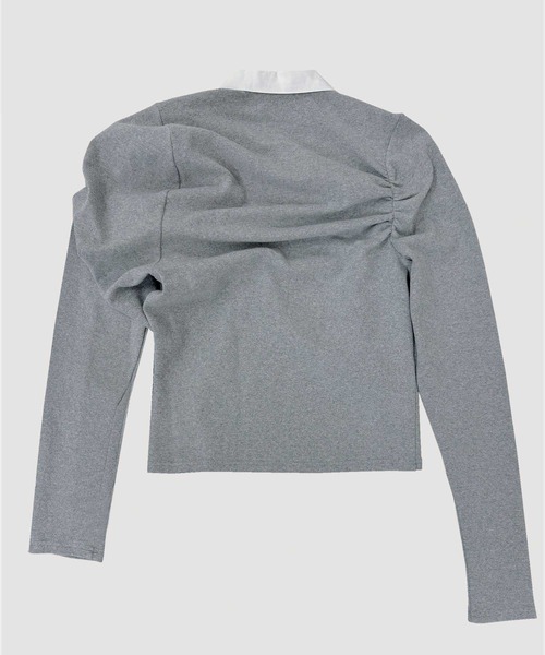 VIAVANDA（ヴィアヴァンダ）の「ASYMMETRIC POLO SHIRT（ポロシャツ・レディース・ブラウン/グレー・FREE）」の16枚目の写真