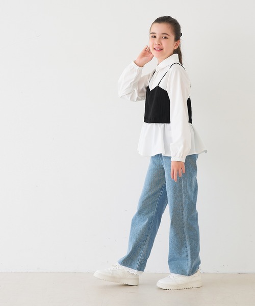 coca(coca)(コカ)の「キッズ ビスチェドッキングシャツ(シャツ/ブラウス・キッズ・ホワイト・150/140/130/120)」の4枚目の写真