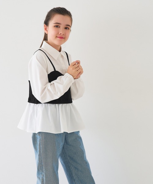 coca(coca)(コカ)の「キッズ ビスチェドッキングシャツ(シャツ/ブラウス・キッズ・ホワイト・150/140/130/120)」の5枚目の写真