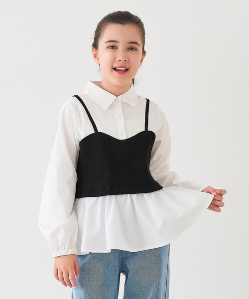 coca(coca)(コカ)の「キッズ ビスチェドッキングシャツ(シャツ/ブラウス・キッズ・ホワイト・150/140/130/120)」の6枚目の写真