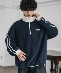 UMBRO 別注コラボオーバーサイズワンポイントロゴ刺繍サイドラインハーフジップフリース