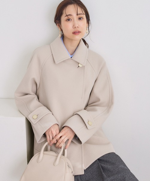 ROPE' PICNIC（ロペピクニック）の「ジャージーメルトンシリーズ 金ボタンミドル丈コート/リンクコーデ（その他アウター・レディース・ブラウン系その他2/ベージュ/ライトグレー/ネイビー・FREE）」の3枚目の写真