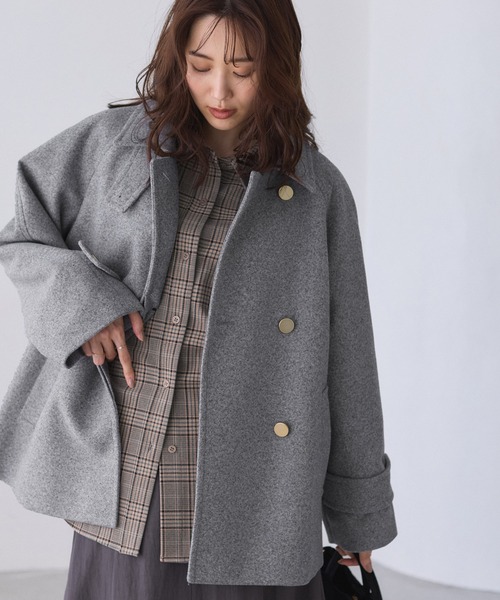 ぴっぴ❤︎【極美品】ROPE ロペ 2wayメルトン Aライン ミドルコート ROPÉ(ロペ) / 【2way】ノーカラー/エコファー付け襟 メルトン A