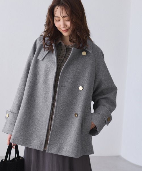 ROPE' PICNIC（ロペピクニック）の「ジャージーメルトンシリーズ 金ボタンミドル丈コート/リンクコーデ（その他アウター・レディース・ブラウン系その他2/ベージュ/ライトグレー/ネイビー・FREE）」の9枚目の写真
