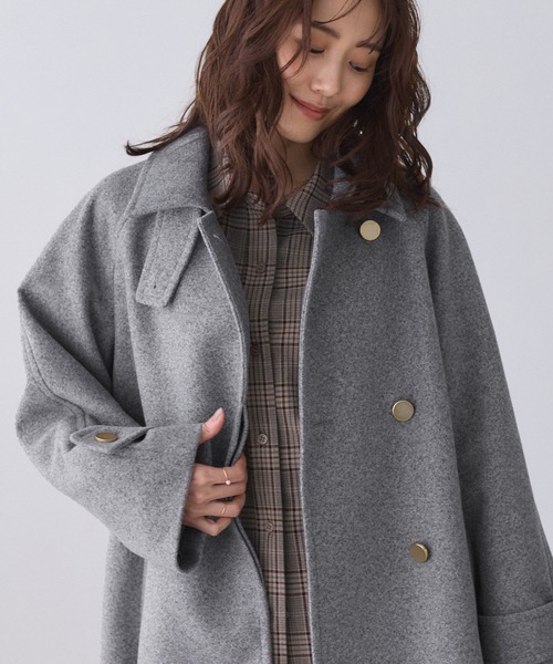 ROPE' PICNIC（ロペピクニック）の「ジャージーメルトンシリーズ 金ボタンミドル丈コート/リンクコーデ（その他アウター・レディース・ブラウン系その他2/ベージュ/ライトグレー/ネイビー・FREE）」の10枚目の写真