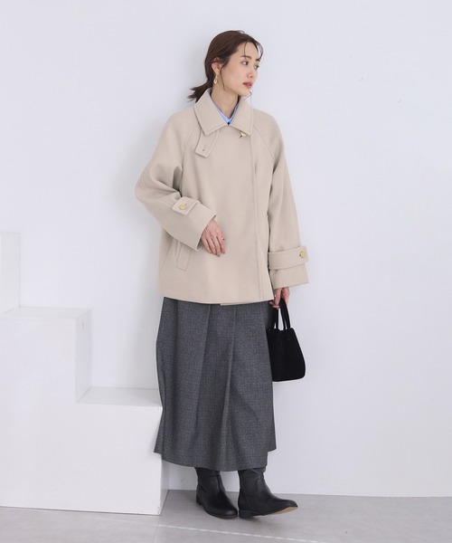 ROPE' PICNIC（ロペピクニック）の「ジャージーメルトンシリーズ 金ボタンミドル丈コート/リンクコーデ（その他アウター・レディース・ブラウン系その他2/ベージュ/ライトグレー/ネイビー・FREE）」の12枚目の写真