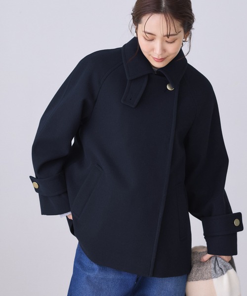 セール】ジャージーメルトンシリーズ 金ボタンミドル丈コート/リンク