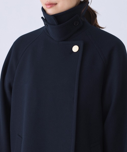 セール】ジャージメルトンミドル丈金釦コート/リンクコーデ