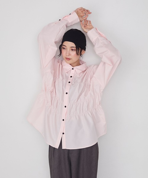 forksy.】シャーリングビスチェ風デザイン長袖シャツ forksy.│MONO